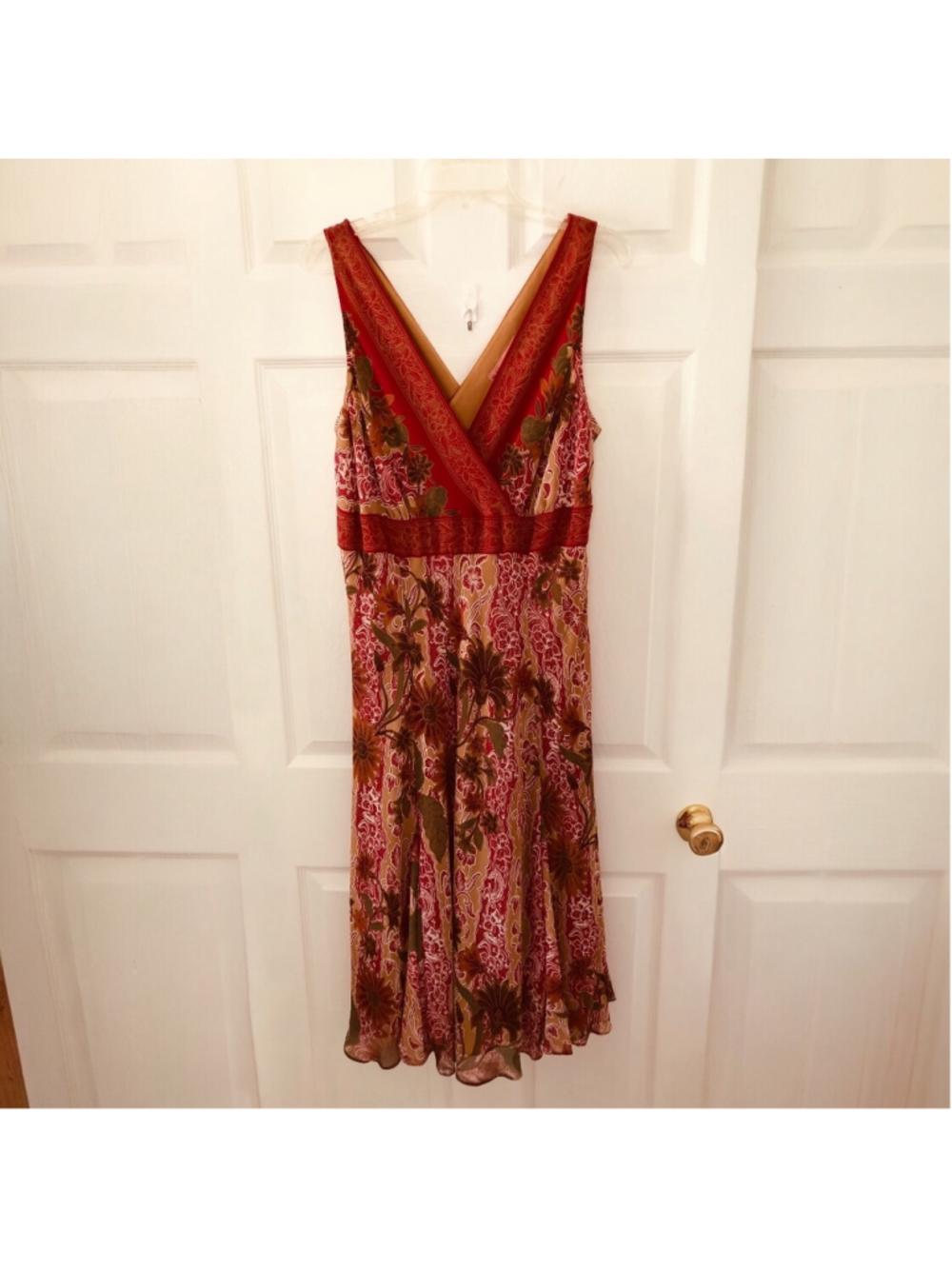 Bandolino Bohemian Style MIDI Dress Romantic Floral Paisley Y2K Fairycore Sz 14
